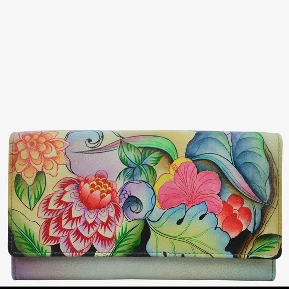 Anuschka Three Fold Floral Multicolor Wallet NWT - Picture 1 of 3